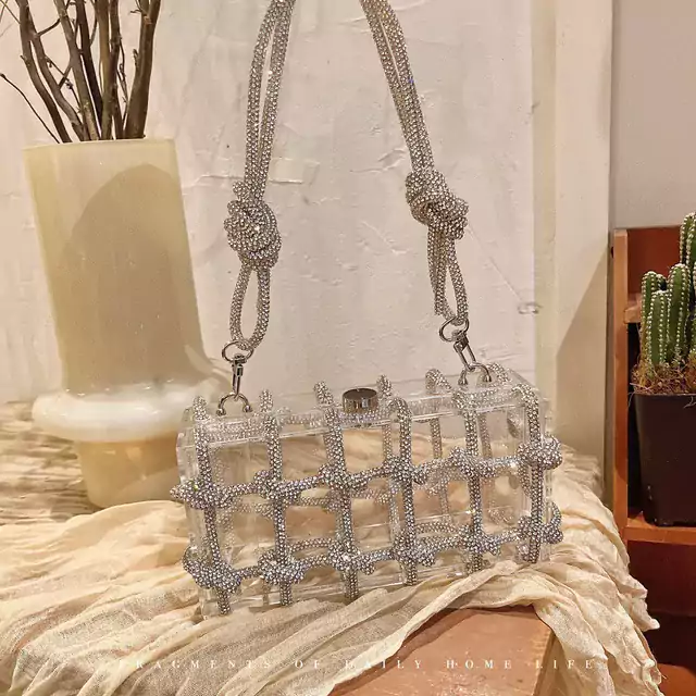 Luxusní transparentní párty kabelka - Stříbrný kvalitní zámek