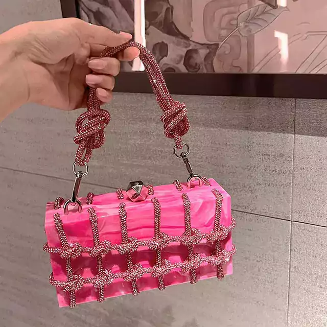 Luxusní transparentní párty kabelka - Růžový mrak