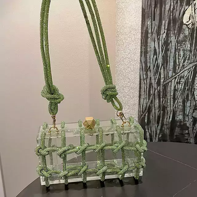 Luxusní transparentní párty kabelka - Zelená