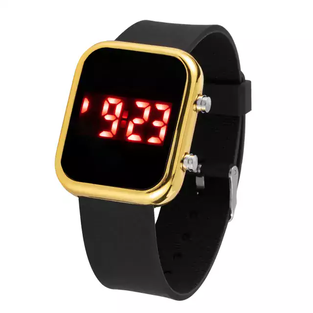 Pánské digitální čtvercové hodinky - Černé zlato