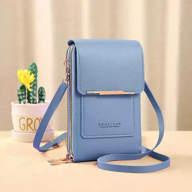 Módní kabelka s peněženkou a prostorem pro mobil - modrý