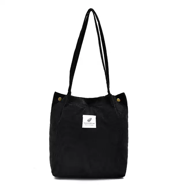 Elegantní pevná nákupní kabelka - Černá