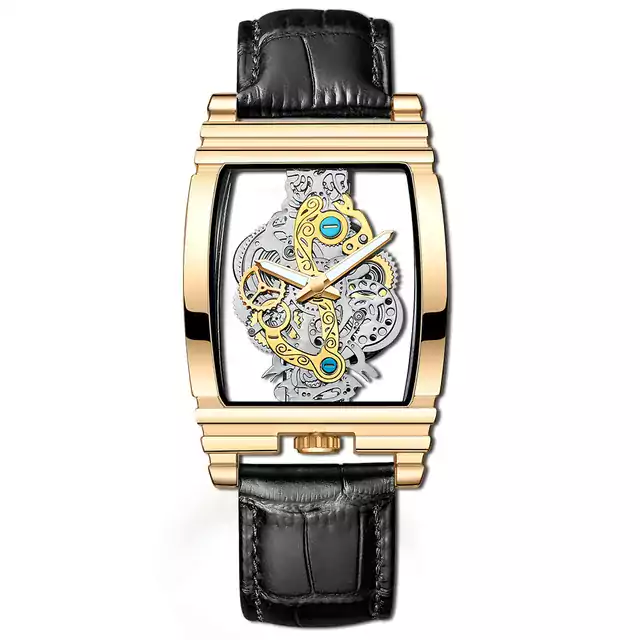 Elegantní vodotěsné pánské sportovní hodinky - Kůže černé zlato