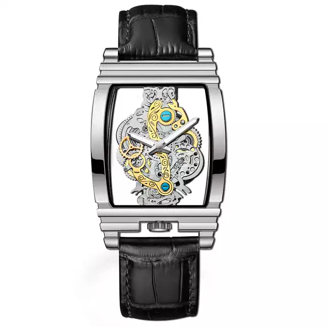Elegantní vodotěsné pánské sportovní hodinky - Kůže Černá Stříbrná