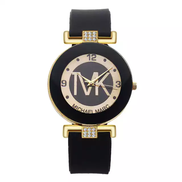 Módní dámské hodinky se silikonovým řemínkem - Černá