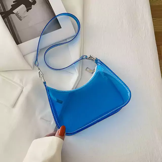 Průhledná dámská kabelka - Modrá