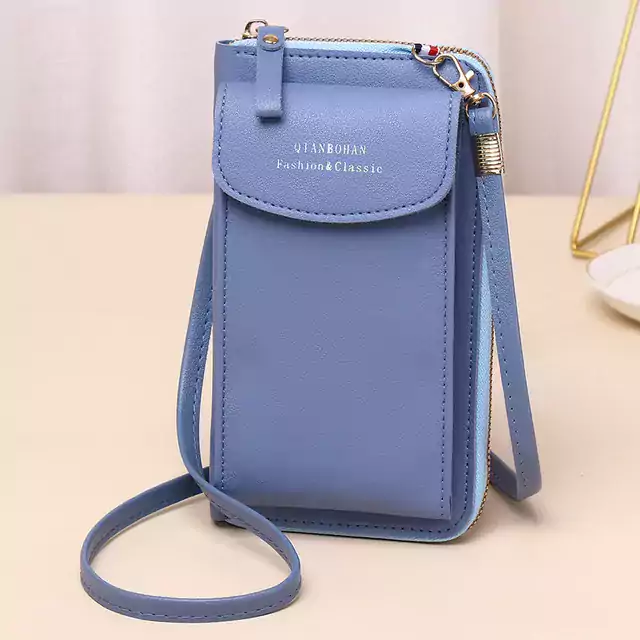 Minimalistická dívčí módní kabelka - modrý