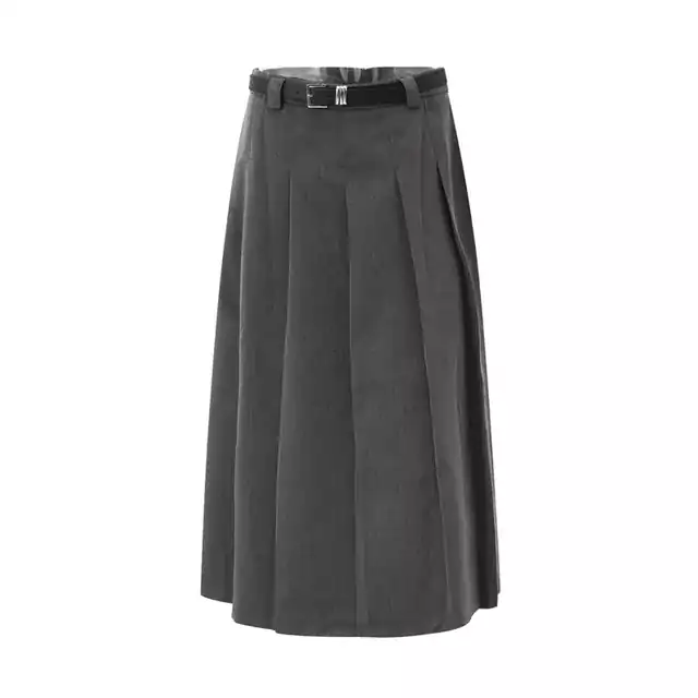 Dlouhá sukně s vysokým pasem - šedá, XL