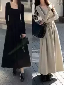 Podzimní šaty s dlouhým rukávem