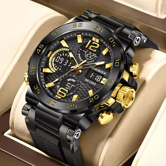 Luxusní sportovní hodinky - Zlatá černá