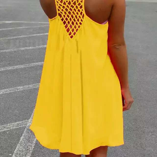 Volné letní plážové šaty - Žlutá, XXXL