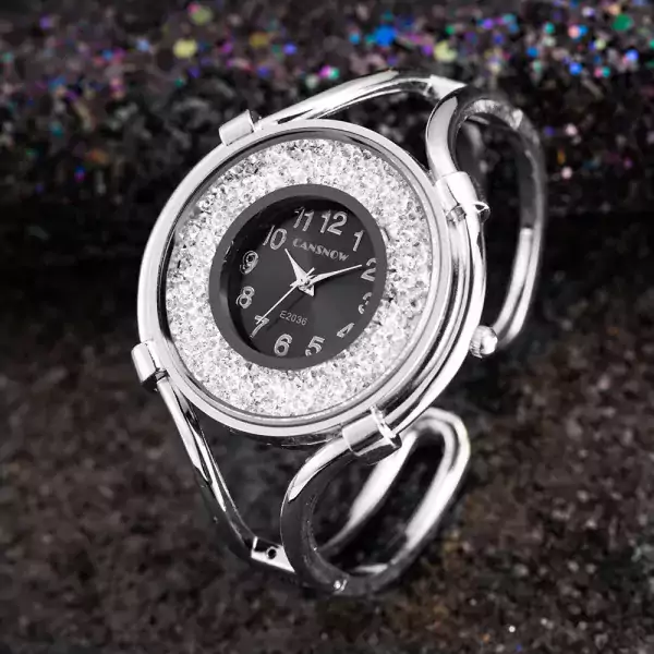 Luxusní dámské hodinky - Stříbrná černá