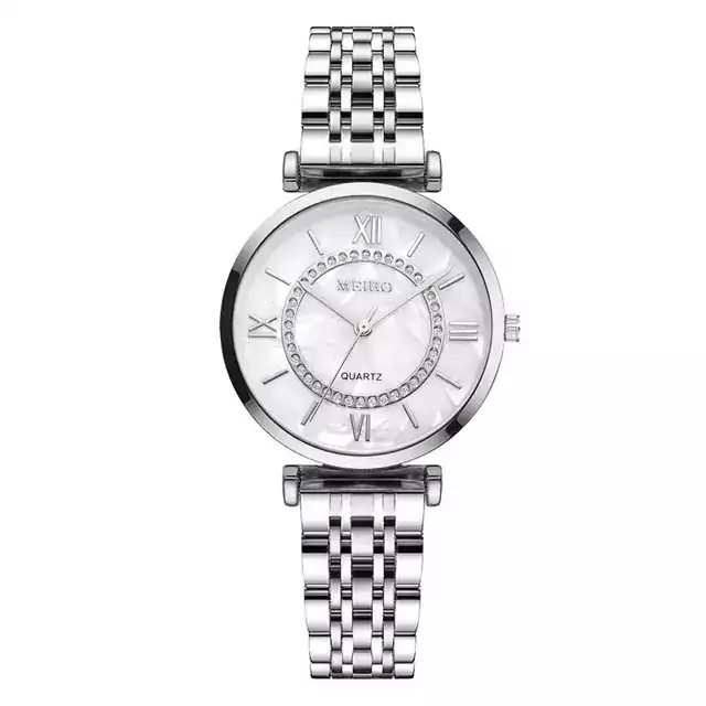 Luxusní dámské hodinky s římskými číslicemi - Stříbrný