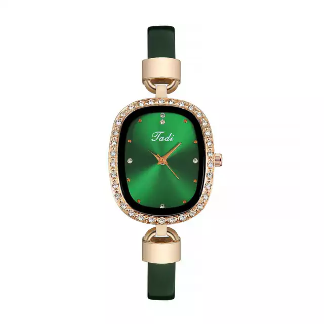 Luxusní dámské hodinky s jemným páskem - Zelená