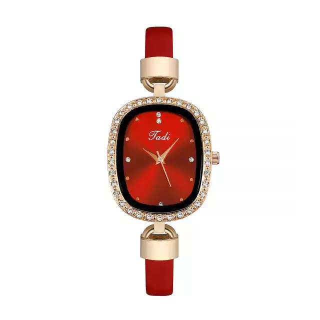 Luxusní dámské hodinky s jemným páskem - Červené