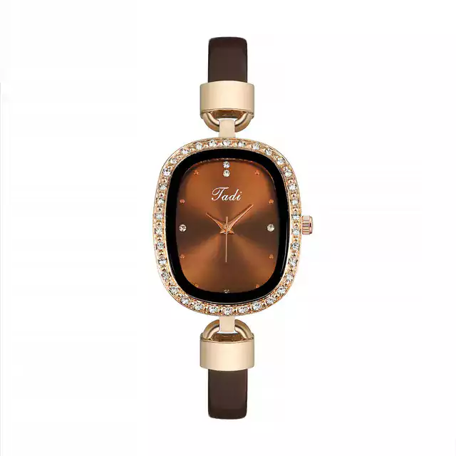 Luxusní dámské hodinky s jemným páskem - hnědý