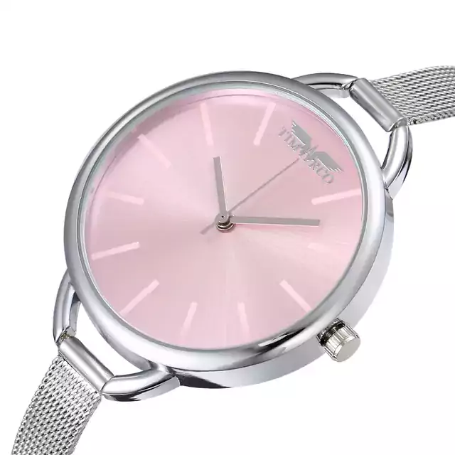 Luxusní dámské hodinky s ocelovým řemínkem - Stříbrná růžová