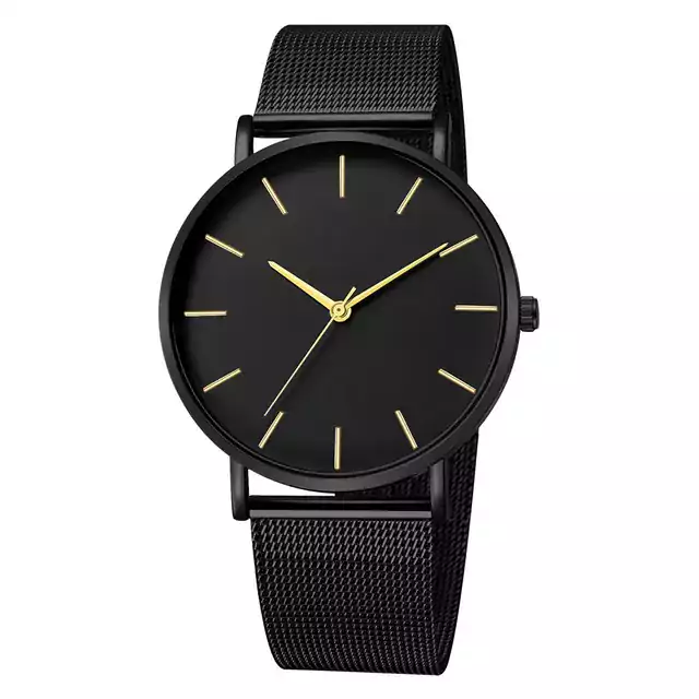 Elegantní pánské hodinky - Černý zlatý ciferník