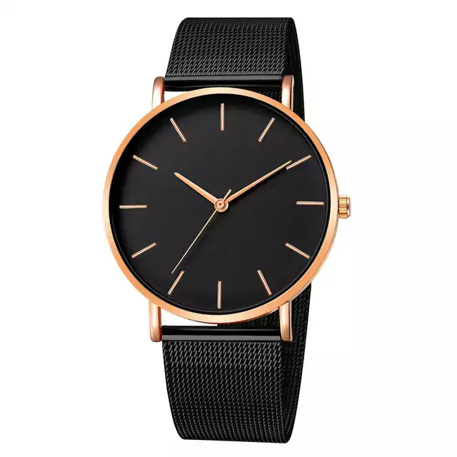 Elegantní pánské hodinky - Černé růžové zlato