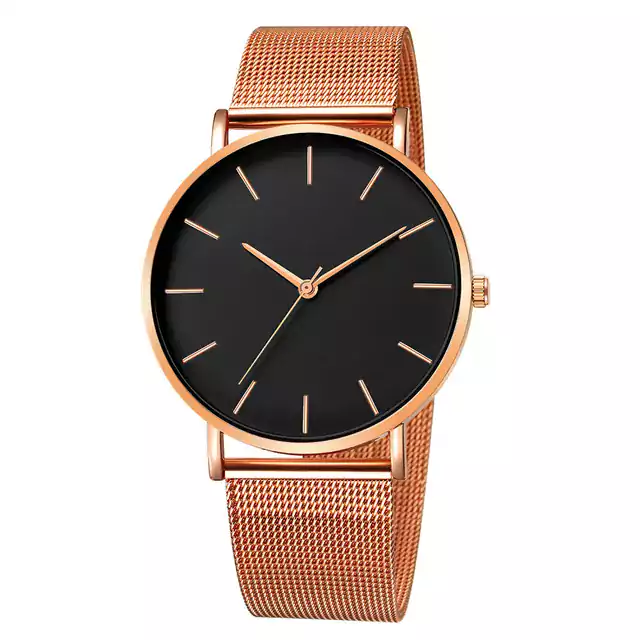 Elegantní pánské hodinky - Růžově zlatá černá