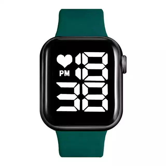 Digitální sportovní hodinky - zelená bílá