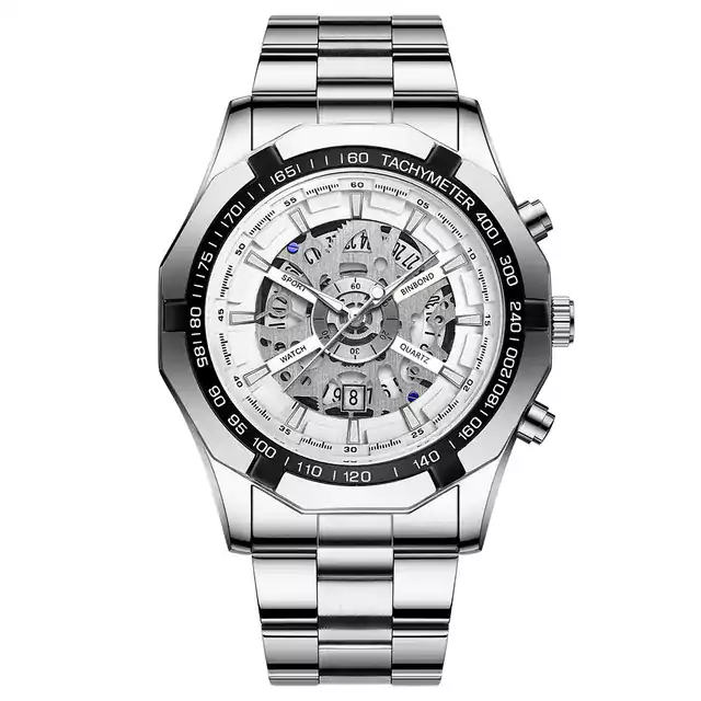 Luxusní vojenské hodinky - stříbrná bílá