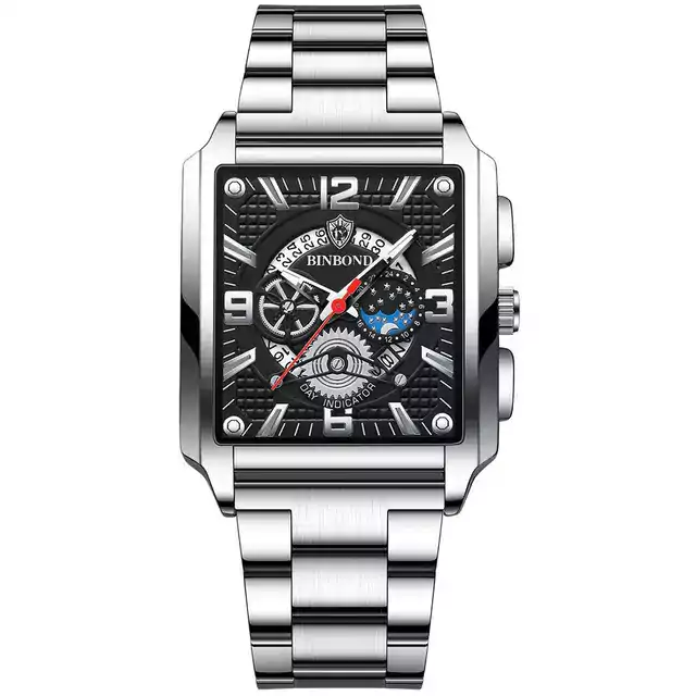Exkluzivní pánské náramkové hodinky - Stříbrná černá