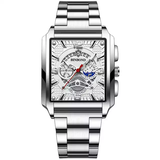 Exkluzivní pánské náramkové hodinky - stříbrná bílá