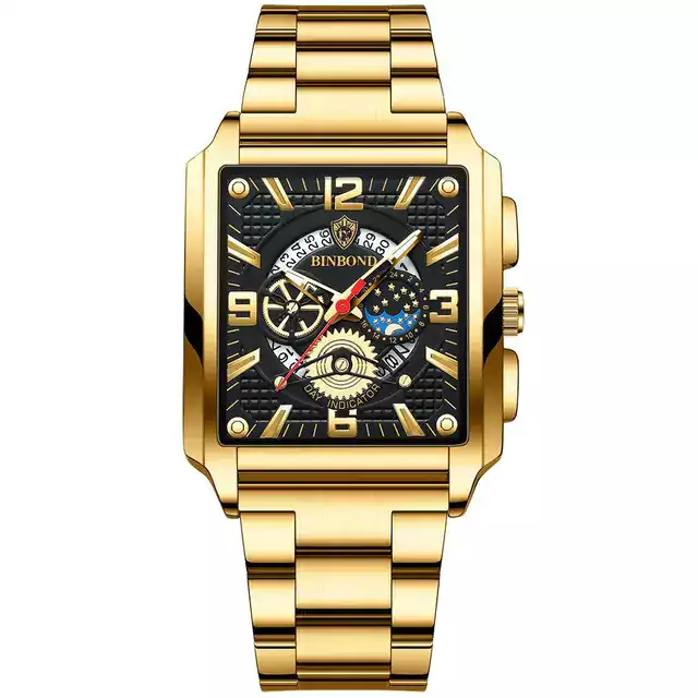 Exkluzivní pánské náramkové hodinky - Zlatá černá