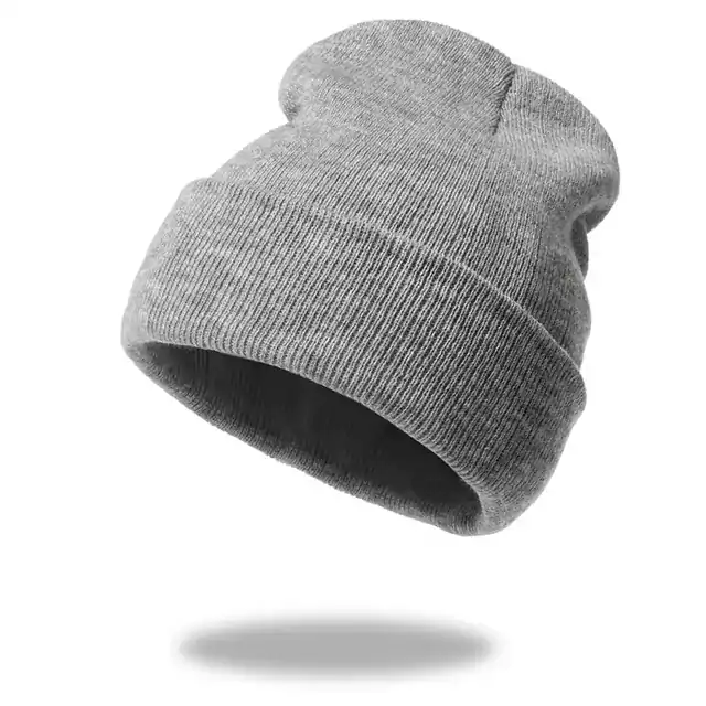 Dámská zimní čepice s výšivkou - 001 Jednobarevná šedá