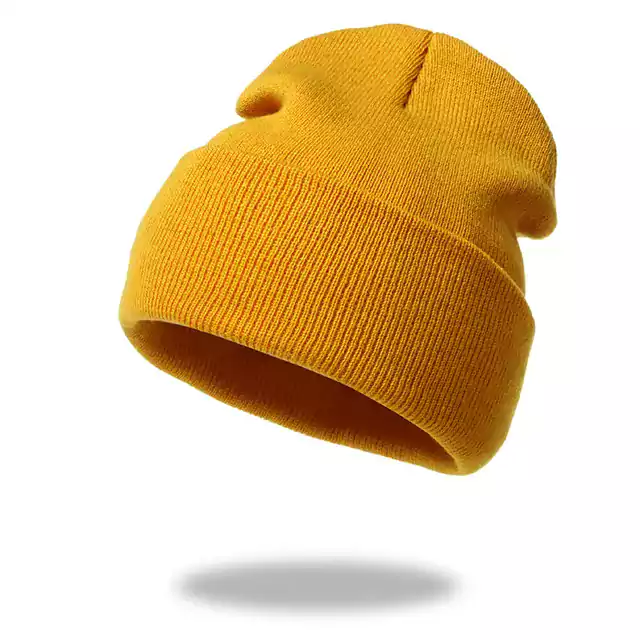 Dámská zimní čepice s výšivkou - 001 Plně žlutá