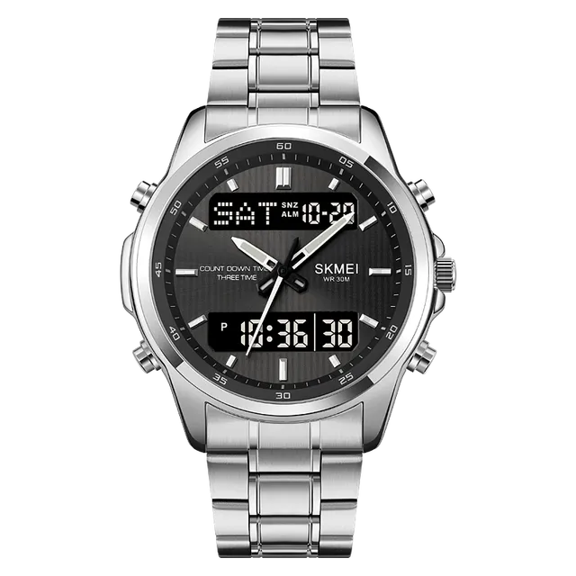 Vodotěsné pánské sportovní hodinky - Stříbrná černá