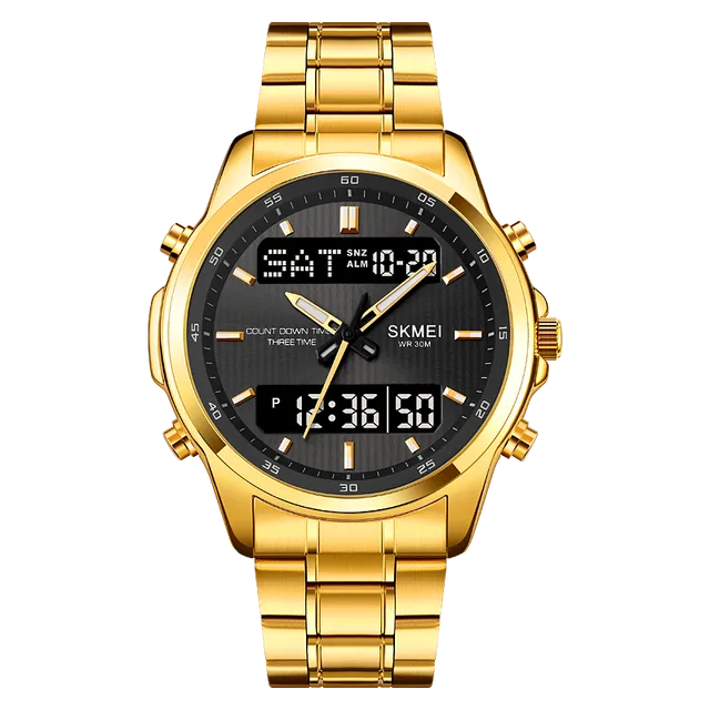 Vodotěsné pánské sportovní hodinky - Zlatá černá