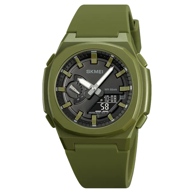 Vodotěsné pánské sportovní hodinky - armádní zelená černá