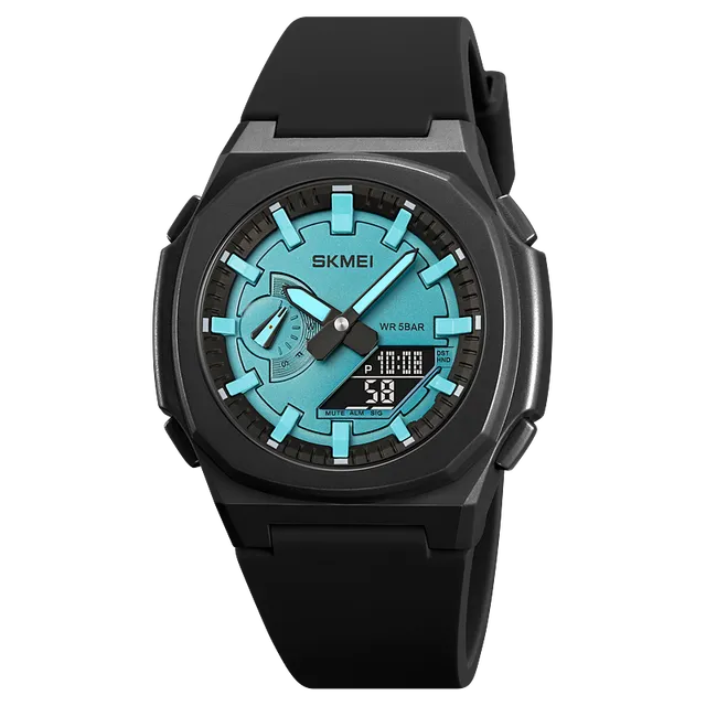 Vodotěsné pánské sportovní hodinky - Světle modrá černá