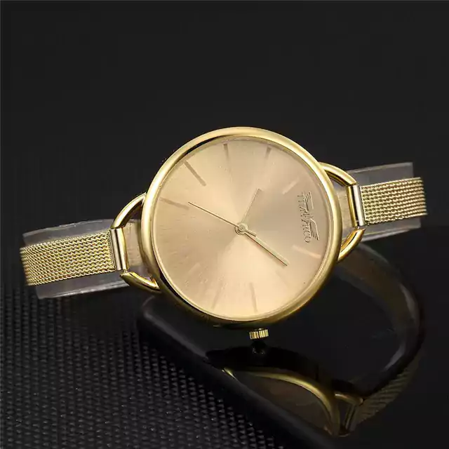 Luxusní dámské hodinky s tenkým náramkem - Zlato