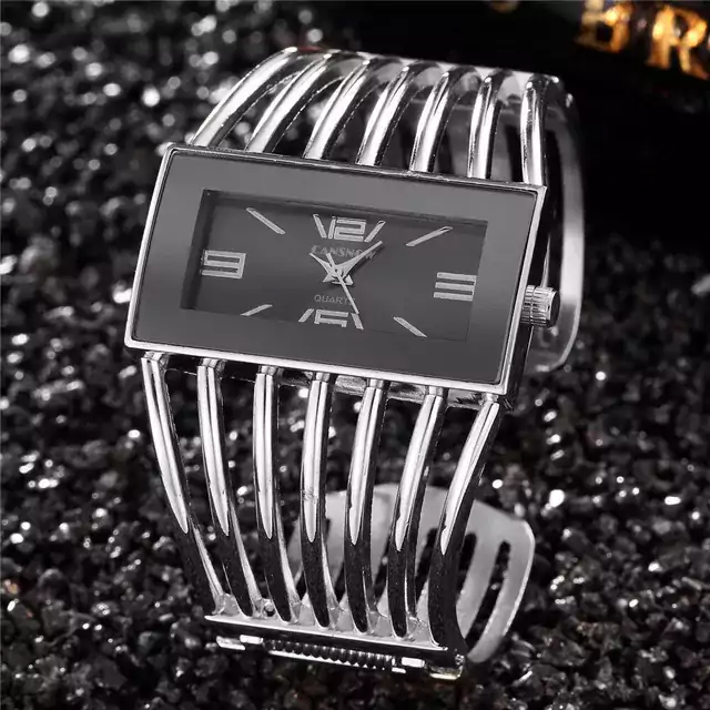Luxusní dámské hodinky s kreativním náramkem - Stříbrná černá