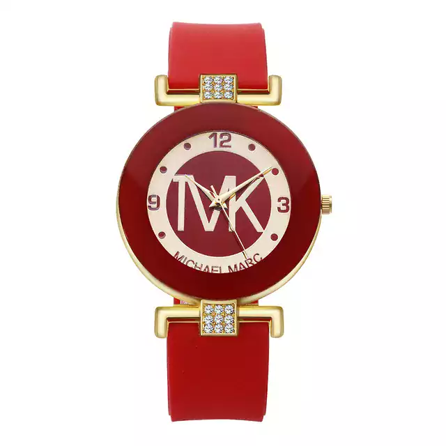 Elegantní dámské hodinky se silikonovým řemínkem - Červené