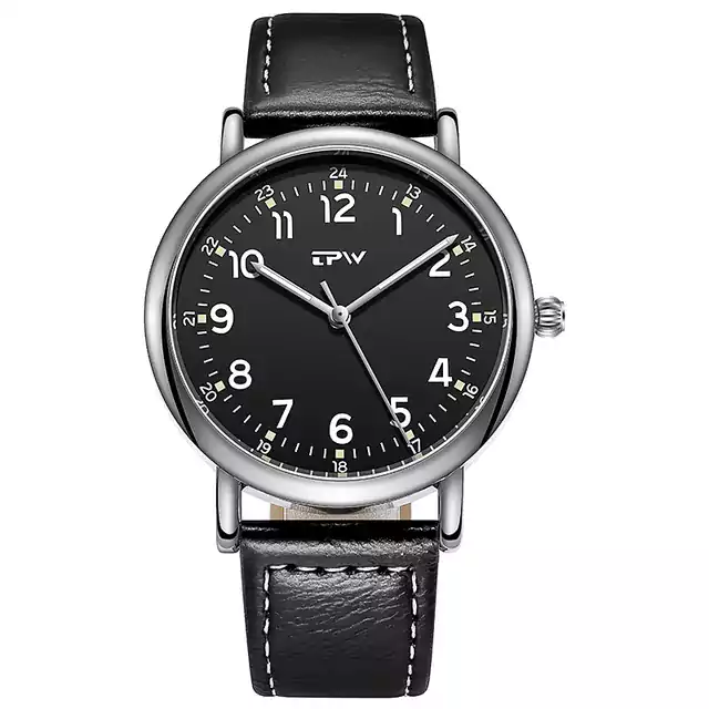 Luxusní pánské hodinky s páskem z umělé kůže - Černá