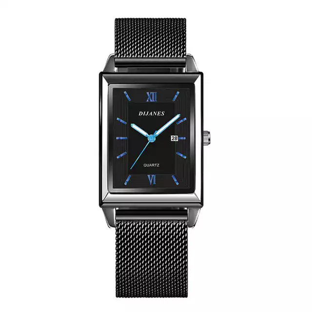 Luxusní dámské hranaté náramkové hodinky - Černá Modrá
