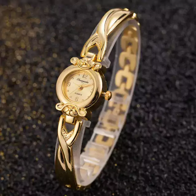 Elegantní zlaté dámské hodinky s malým ciferníkem - Zlato 4