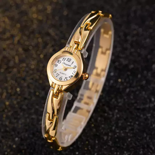 Elegantní zlaté dámské hodinky s malým ciferníkem - Zlato 5