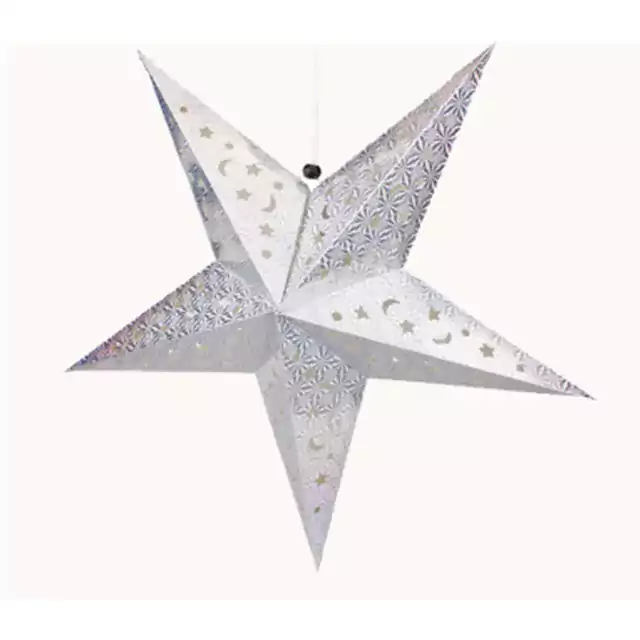 Závěsná vánoční dekorace | vánoční hvězda - Stříbrná, 30 cm