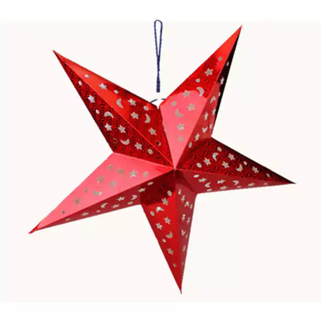 Závěsná vánoční dekorace | vánoční hvězda - Červená, 45 cm