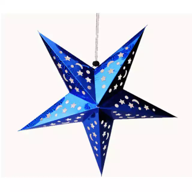 Závěsná vánoční dekorace | vánoční hvězda - Modrá, 45 cm