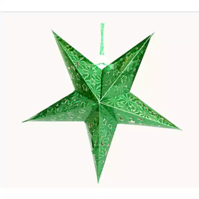 Závěsná vánoční dekorace | vánoční hvězda - Zelená, 45 cm