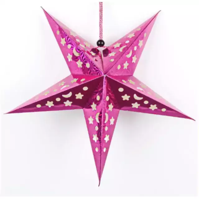 Závěsná vánoční dekorace | vánoční hvězda - Růžová, 45 cm
