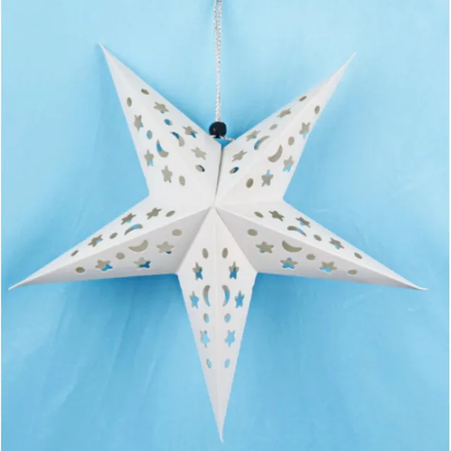 Závěsná vánoční dekorace | vánoční hvězda - Bílá, 45 cm