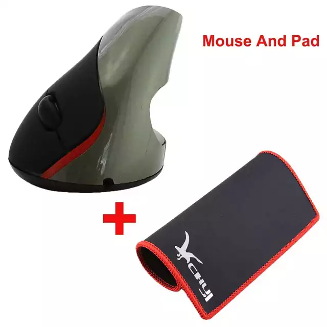 Vertikální myš | ergonomická myš - bezdrátová - Šedá myš a podložka