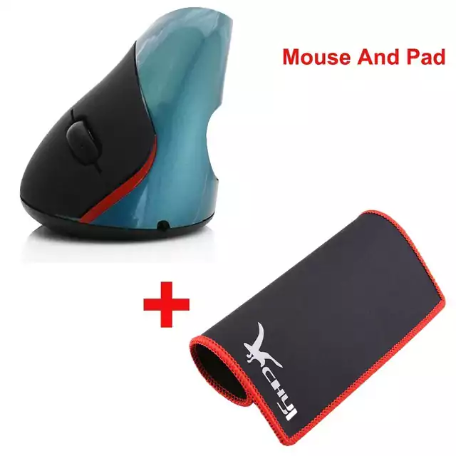 Vertikální myš | ergonomická myš - bezdrátová - Modrá Myš A Podložka